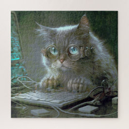 Quebra-cabeça Gato com óculos.