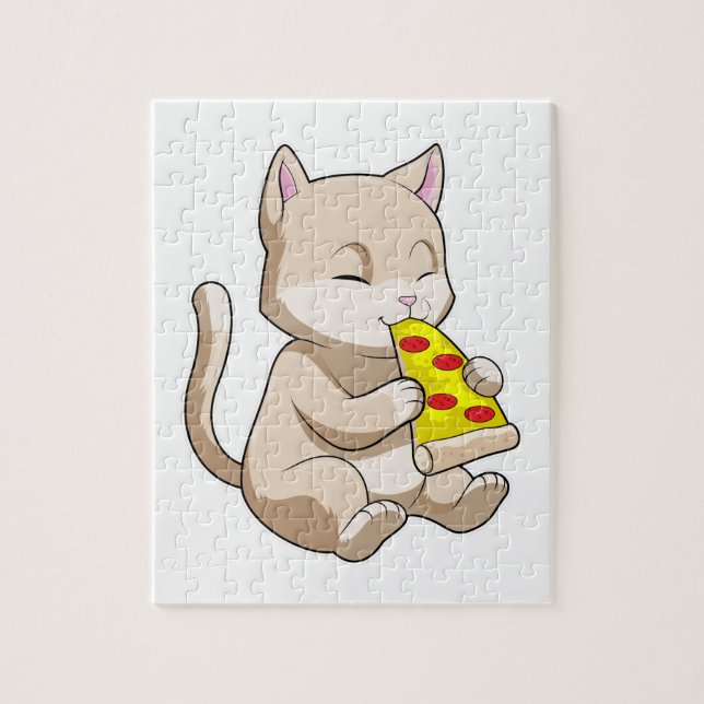 Quebra-cabeça Gato com pizza (Vertical)