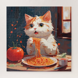 Quebra-cabeça Gato comendo espaguete