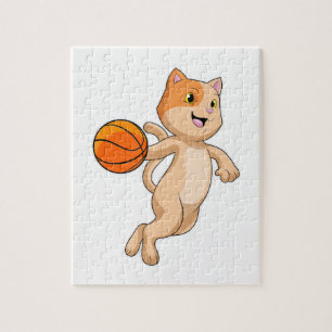 Quebra-cabeça Gato como jogador de basquetebol