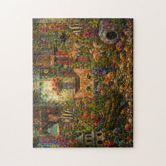 Quebra-cabeça Gato Curioso Aquário Aquarela Jogo de Puzzle | Wh
