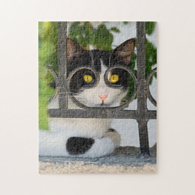 Quebra-cabeça Gato Curioso com Óculos Enquadre Engraçado (Vertical)