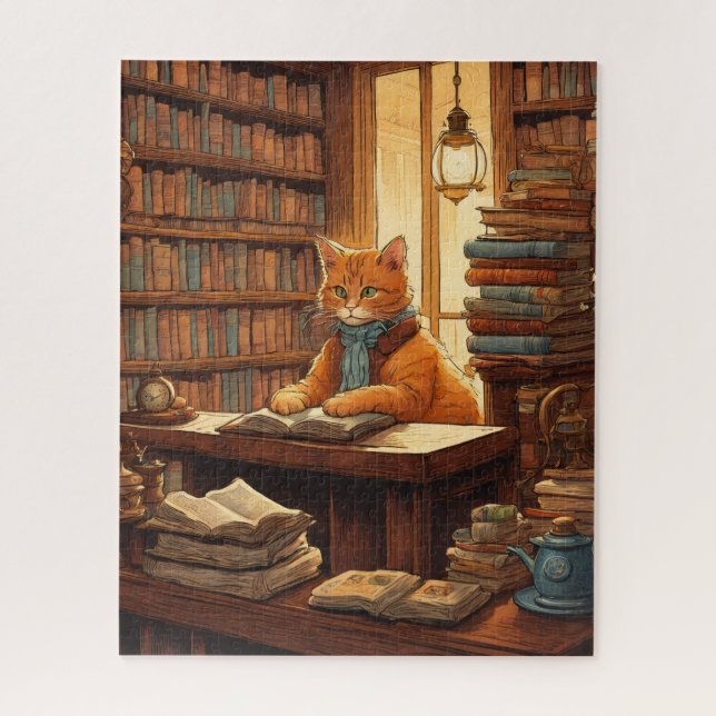Quebra-cabeça gato da biblioteca #12 puzzle (Vertical)