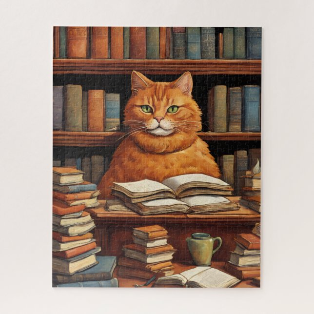 Quebra-cabeça gato da biblioteca #1 puzzle (Vertical)