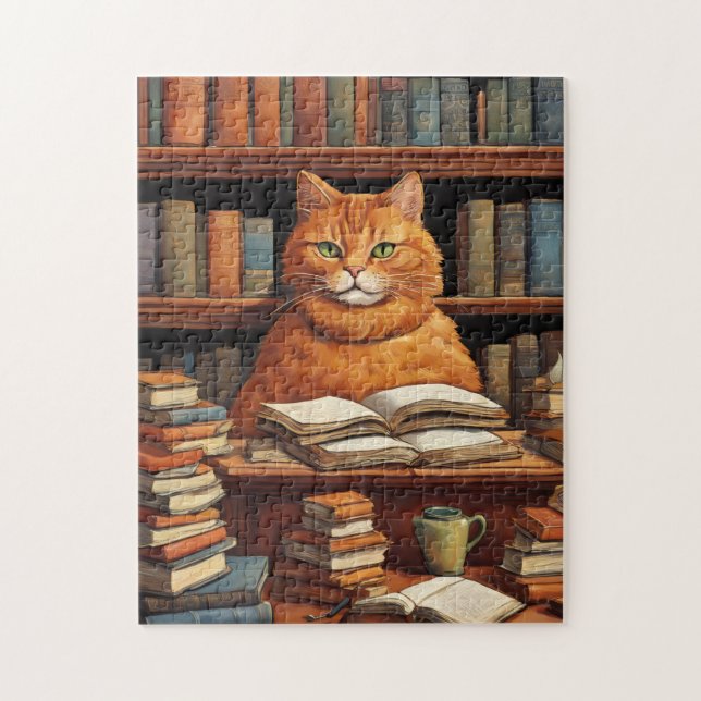 Quebra-cabeça gato da biblioteca #1 puzzle (Vertical)