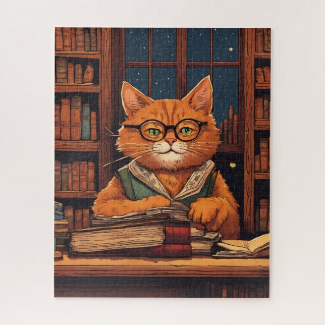 Quebra-cabeça gato da biblioteca #21 puzzle (Vertical)