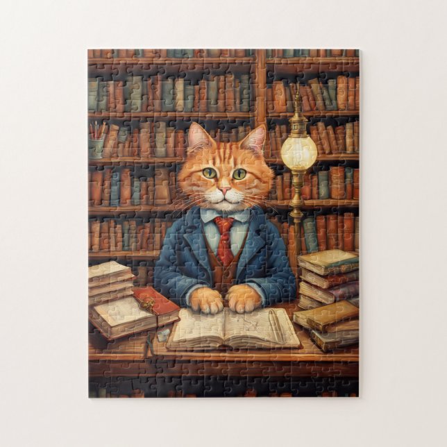 Quebra-cabeça gato da biblioteca #3 puzzle (Vertical)