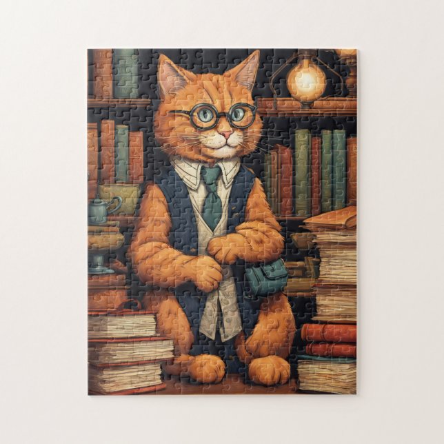 Quebra-cabeça gato da biblioteca #6 puzzle (Vertical)