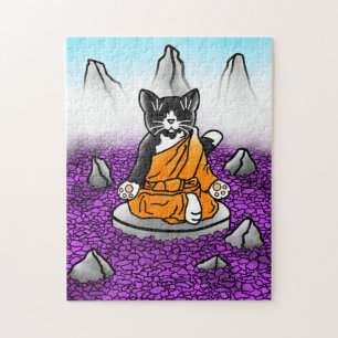 Quebra-cabeça Gato da Meditação Tuxedo Budista