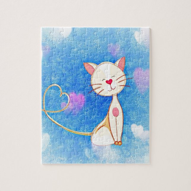 Quebra-cabeça Gato de Amor Fofo (Vertical)