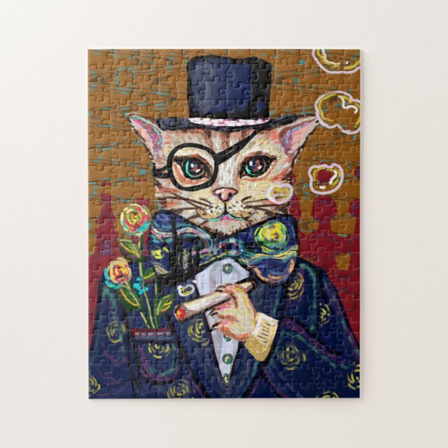 Quebra-cabeça Gato de Aquarela (Vertical)