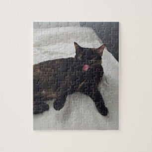 Quebra-cabeça Gato de Casca de Tartaruga Cuja Cama está na Cama,