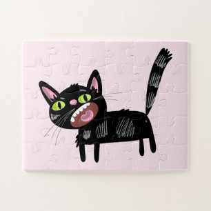 Quebra-cabeça Gato de Gatinho de Cartoon Preto e Bonito