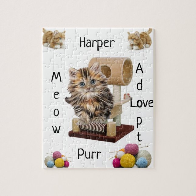 Quebra-cabeça Gato de Gato Condo Yarn Adote (Vertical)