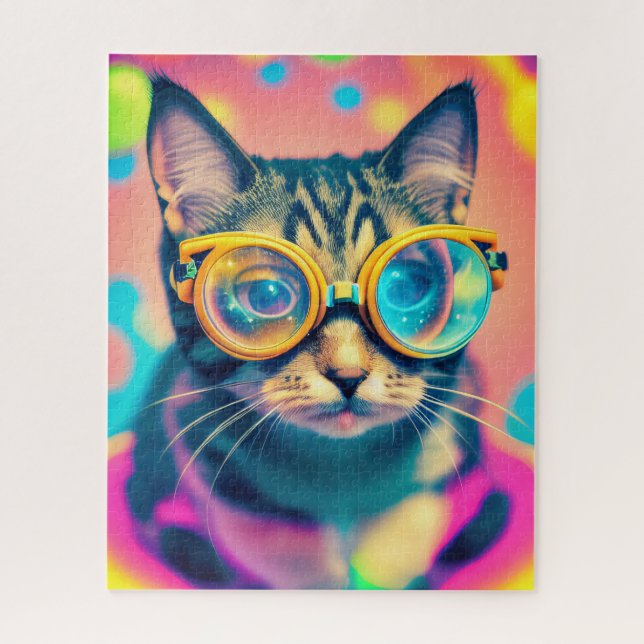 Quebra-cabeça Gato de Gato de Trip com Ácido Psicodélico (Vertical)