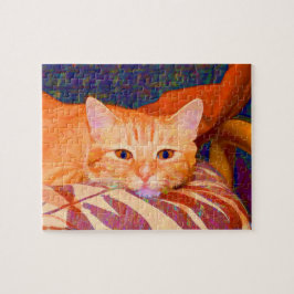 Quebra-cabeça Gato de gato malhado alaranjado bonito engraçado
