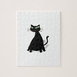 Quebra-cabeça Gato De Gordura Preto Com Olhos Verdes