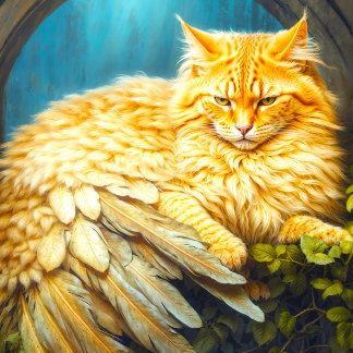 Quebra-cabeça Gato de guindaste laranja bonito com penas nas unh