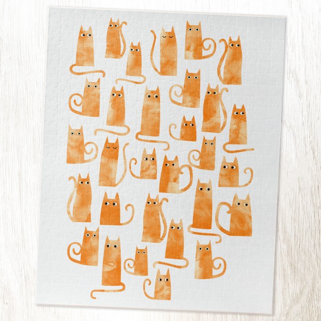 Quebra-cabeça Gato de Laranja Cinto (Fun orange ginger watercolor cat jigsaw puzzle)