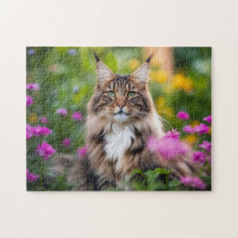 Quebra-cabeça Gato de Maine Coon em Campo Flor