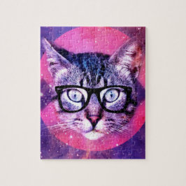 Quebra-cabeça Gato de Óculos de Gatinho Engraçado