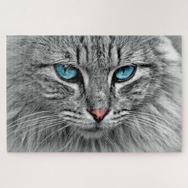 Quebra-cabeça Gato de Olho Azul - (Horizontal)