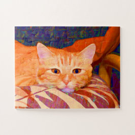 Quebra-cabeça Gato de Tabby Laranja Engraçado