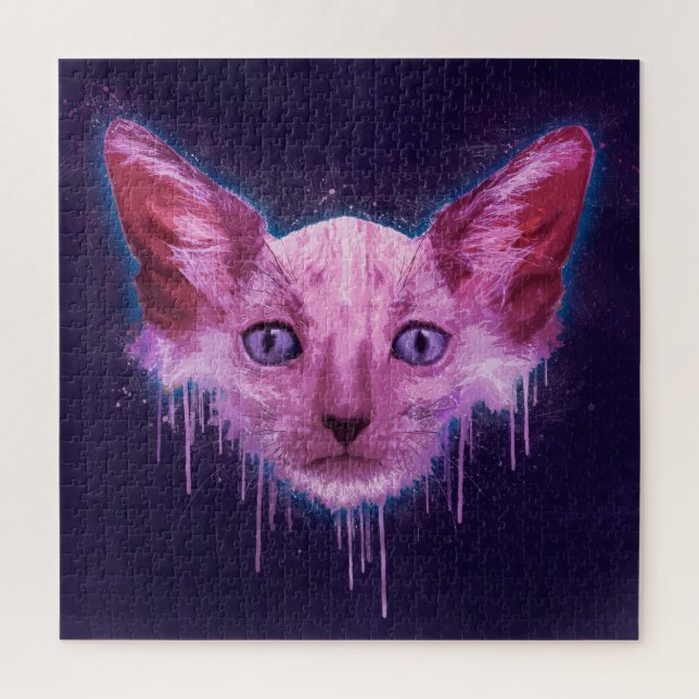 Quebra-cabeça Gato do homem-lobo de Lykoi do pop art (Vertical)