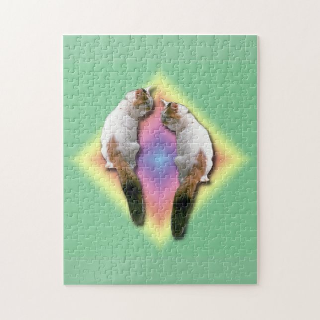 Quebra-cabeça - Gato e Diamante Arco-Íris (Vertical)