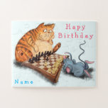 Quebra-cabeça Gato e Rato Jogando Xadrez - Seu Nome - Aniversári<br><div class="desc">Gato e Rato Reproduzindo o desenho do xadrez Desenhando o engraçado jogo de quadrinhos animal - Escolha / Adicione seu texto / nome / cor - Faça seu presente especial - Redimensione e mova ou remova e adicione elementos / texto com a ferramenta de personalização! Desenho e Design por MIGNED....</div>