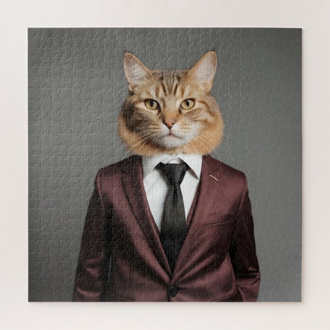 Quebra-cabeça Gato engraçado de terno (Vertical)