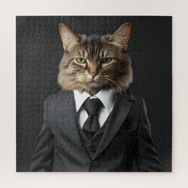 Quebra-cabeça Gato engraçado de terno (Vertical)