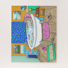 Quebra-cabeça Gato engraçado no banho Cat 665