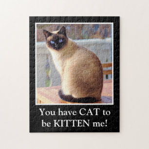 Quebra-cabeça Gato Engraçado Pun Clever Gato Siamês Gatinho Ol