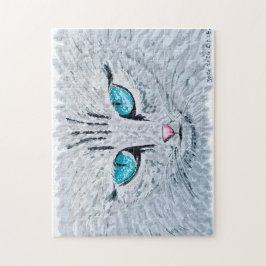 Quebra-cabeça Gato Fofo de Olhos Azuis