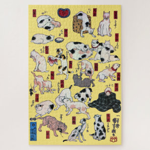 Quebra-cabeça Gato Japonês, Kuniyoshi, Ukiyo-e