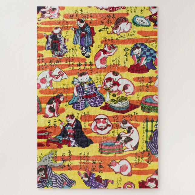 Quebra-cabeça Gato Japonês, Utagawa Kunitoshi (Vertical)