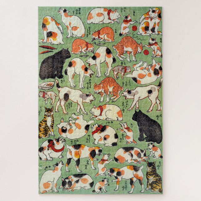 Quebra-cabeça Gato Japonês, Yoshifuji, Ukiyo-e (Vertical)