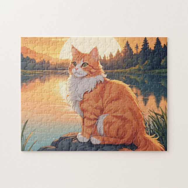 Quebra-cabeça Gato Laranja e Branco (Horizontal)