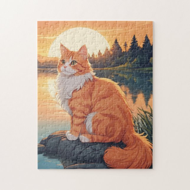 Quebra-cabeça Gato Laranja e Branco (Vertical)