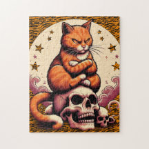 Gato Laranja Vingativo, Caveiras e Lua