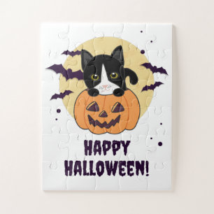 Quebra-cabeça Gato Na Pumpkin Gatos Doce Feliz Halloween Jigsee