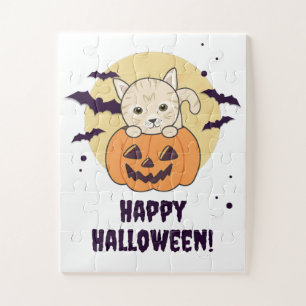 Quebra-cabeça Gato Na Pumpkin Gatos Doce Feliz Halloween Jigsee