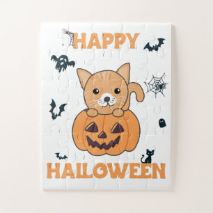 Quebra-cabeça Gato Na Pumpkin Gatos Doce Feliz Halloween Jigsee