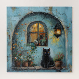 Quebra-cabeça Gato Negro em Alcove Azul