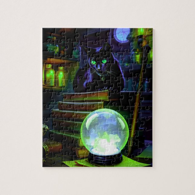 Quebra-cabeça Gato negro permanece no Lair da bruxa (Vertical)