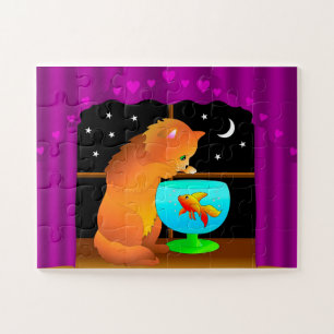 Quebra-cabeça Gato no aquário