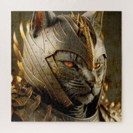 Quebra-cabeça Gato no Capacete Samurai.