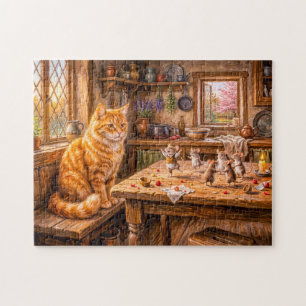 Quebra-cabeça Gato Observando Ratos Dançar na Cozinha