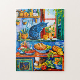 Quebra-cabeça Gato Olhando pela Janela da Cozinha